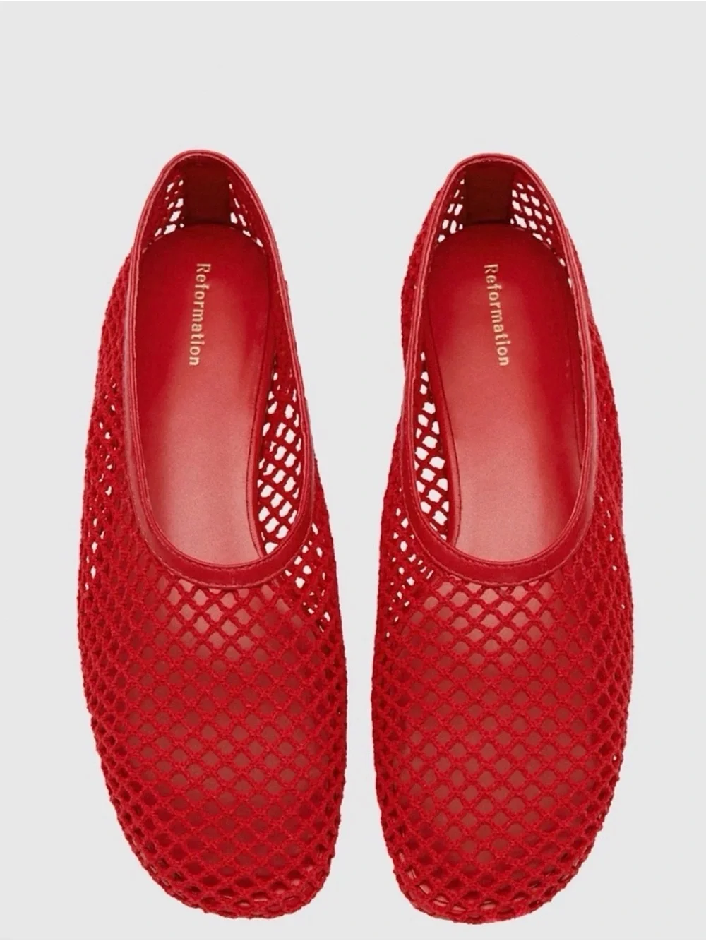 Reformation Britt Mesh Ballet Flat Red - Size 9